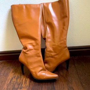 Tall brown point toe fashion boots